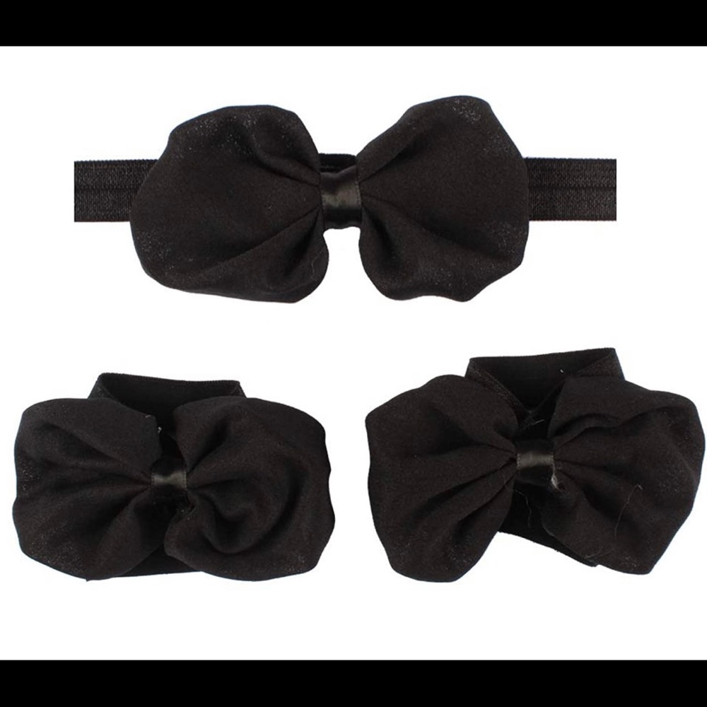 Baby Barefoot Sandals and Bow Headband